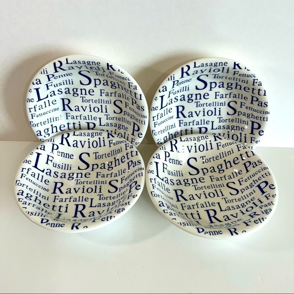 Vintage La Primula Ceramic Blue White Pasta Bowls